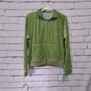 TANGERINE Velour Sweater Green Size Medi…